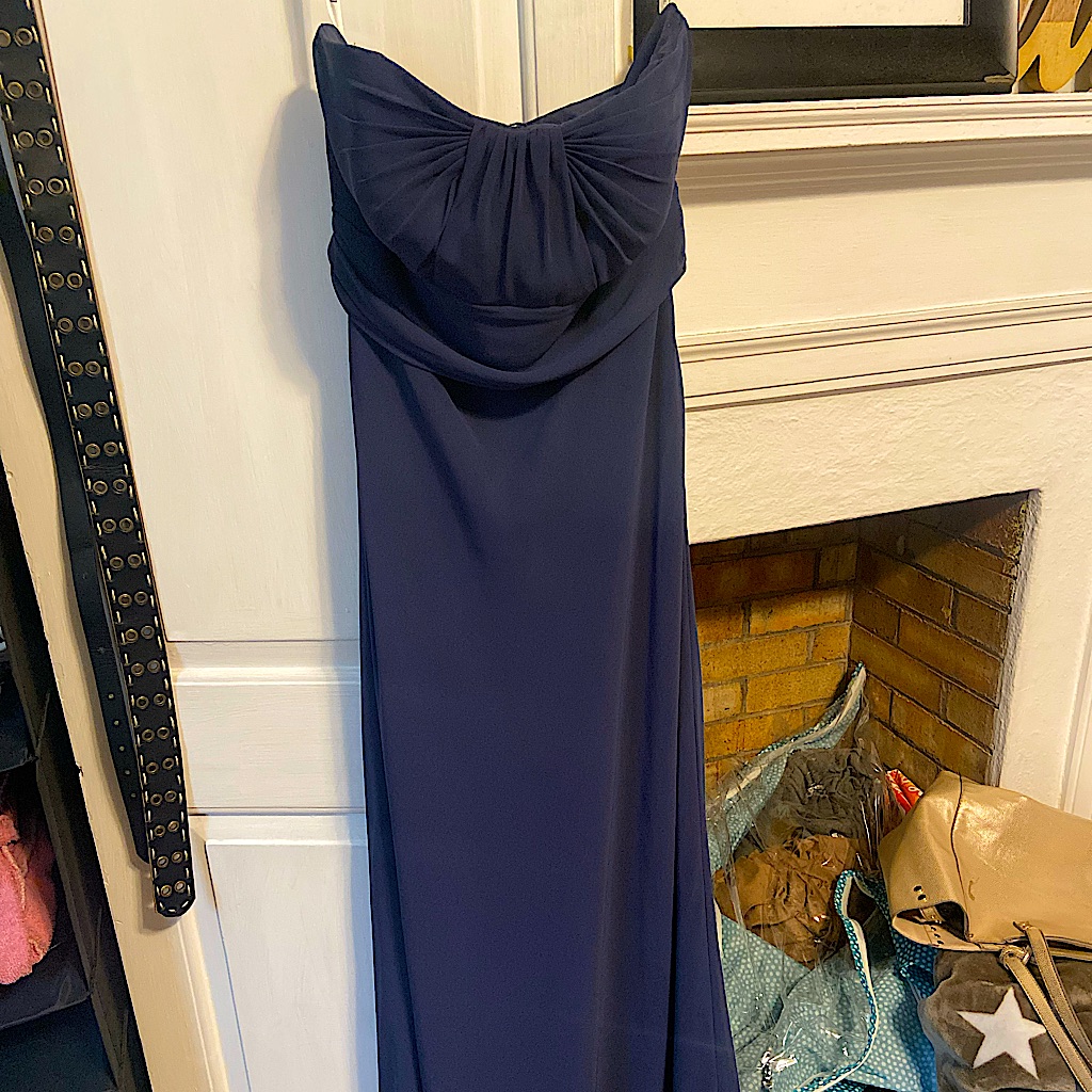 David's Bridal Navy Blue Prom Dress